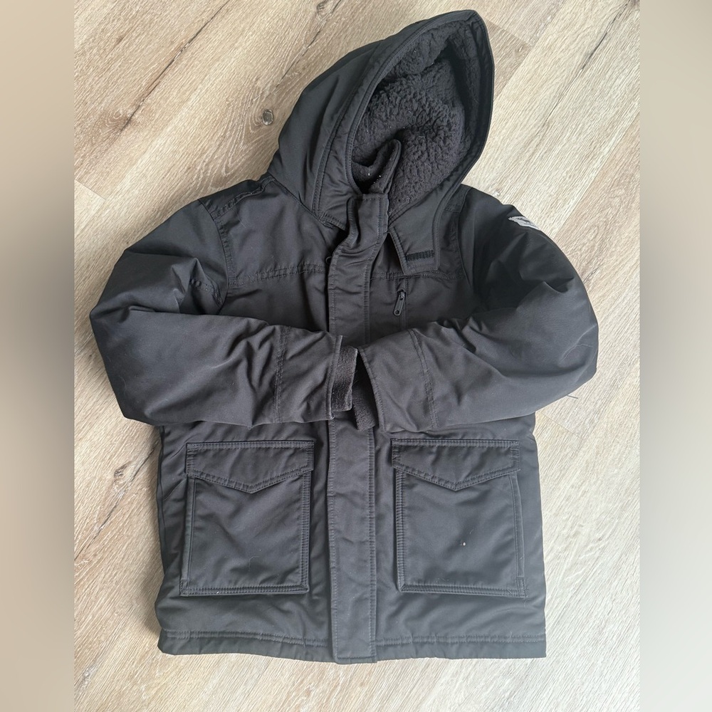 Abercrombie Kids Charcoal Hooded Puffer Jacket